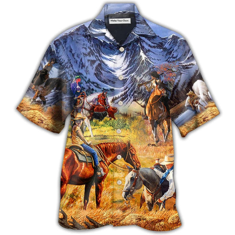 Hawaiian Shirt / Adults / S Cowgirl Mountain At Sunset - Hawaiian Shirt - Reefox