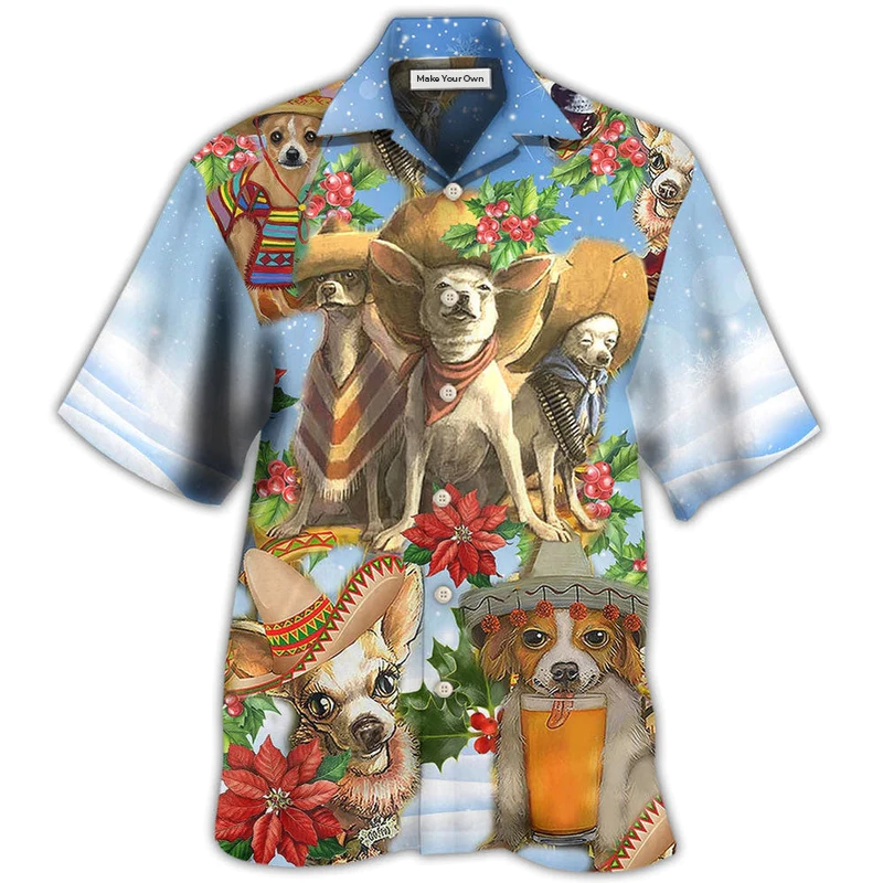 Hawaiian Shirt / Adults / S Chihuahua Loves Snow Merry Christmas - Hawaiian Shirt - Reefox