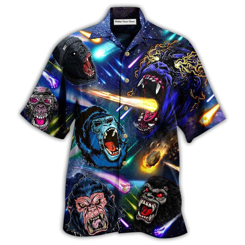 Hawaiian Shirt / Adults / S Gorilla Animals Amazing Screaming Gorilla - Hawaiian Shirt - Reefox
