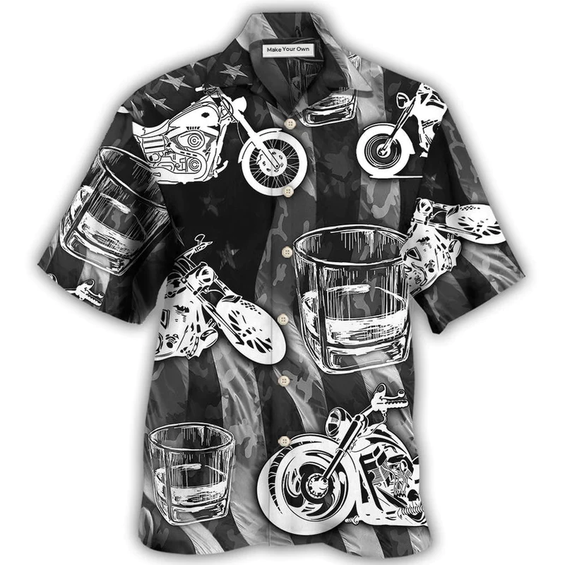Motorcyles And Whiskey I Like - Hawaiian Shirt - Reefox