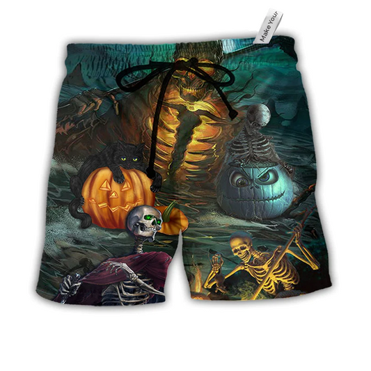Beach Short / Adults / S Halloween Skull Dark Scary - Beach Short Reefox - Owls Matrix LTD