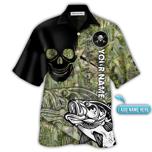 Hawaiian Shirt / Adults / S Fishing Lover Skull Cool Style Personalized - Hawaiian Shirt - Reefox