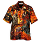 Hawaiian Shirt / Adults / S Motorcycle Lover Skull Fire Burning Art Style - Hawaiian Shirt - Reefox