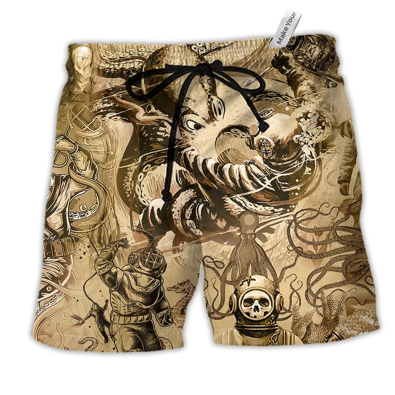 Beach Short / Adults / S Ocean Life Is A Beach Then You Dive With Fun - Beach Short Reefox - Owls Matrix LTD