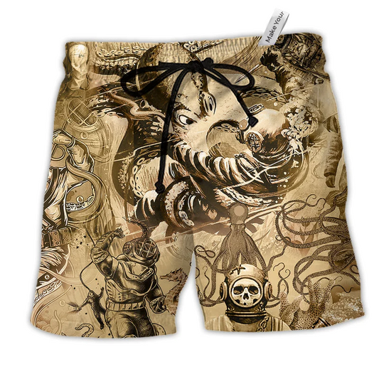 Beach Short / Adults / S Ocean Life Is A Beach Then You Dive With Fun - Beach Short Reefox - Owls Matrix LTD