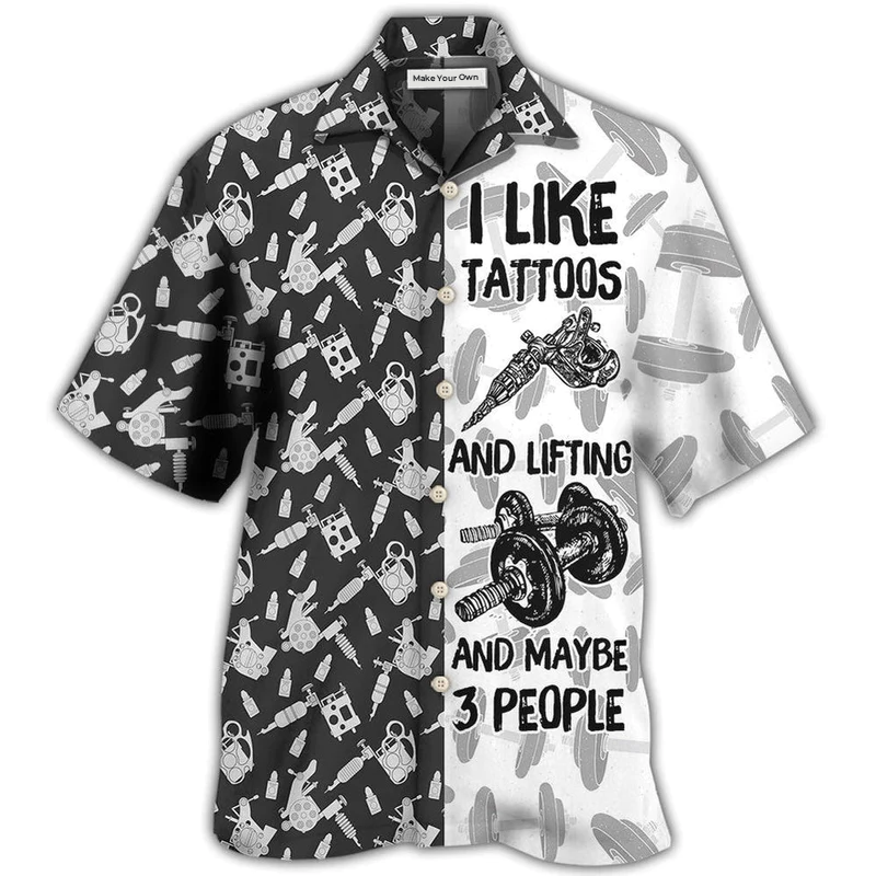Hawaiian Shirt / Adults / S Tattoo Lifting I Like Tatoos And Lifting - Hawaiian Shirt - Reefox