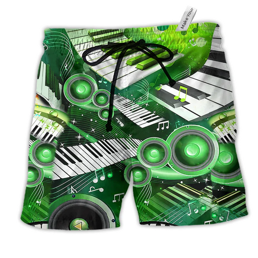Beach Short / Adults / S Music Love Green Style So Cool - Beach Short Reefox - Owls Matrix LTD