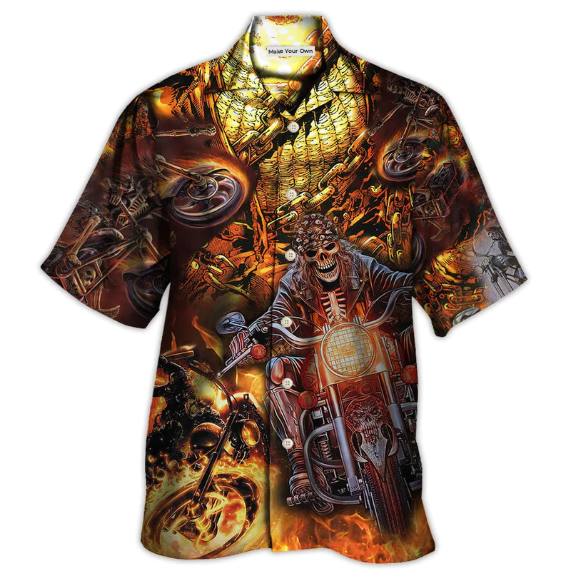 Skull Motorcycle Racing Fast Fire New - Hawaiian Shirt - Reefox