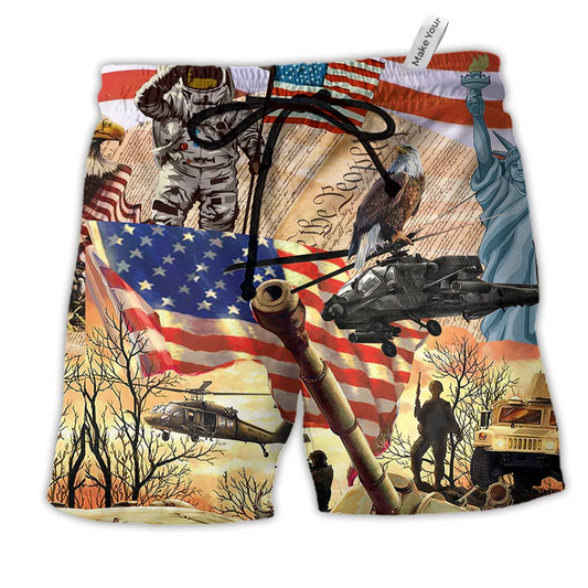 Beach Short / Adults / S America Independence Day We The People - Beach Short Reefox - Owls Matrix LTD
