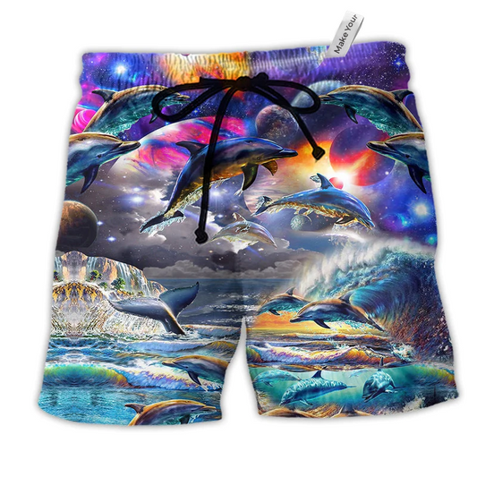 Beach Short / Adults / S Dolphin Into The Galaxy - Beach Short Reefox - Owls Matrix LTD