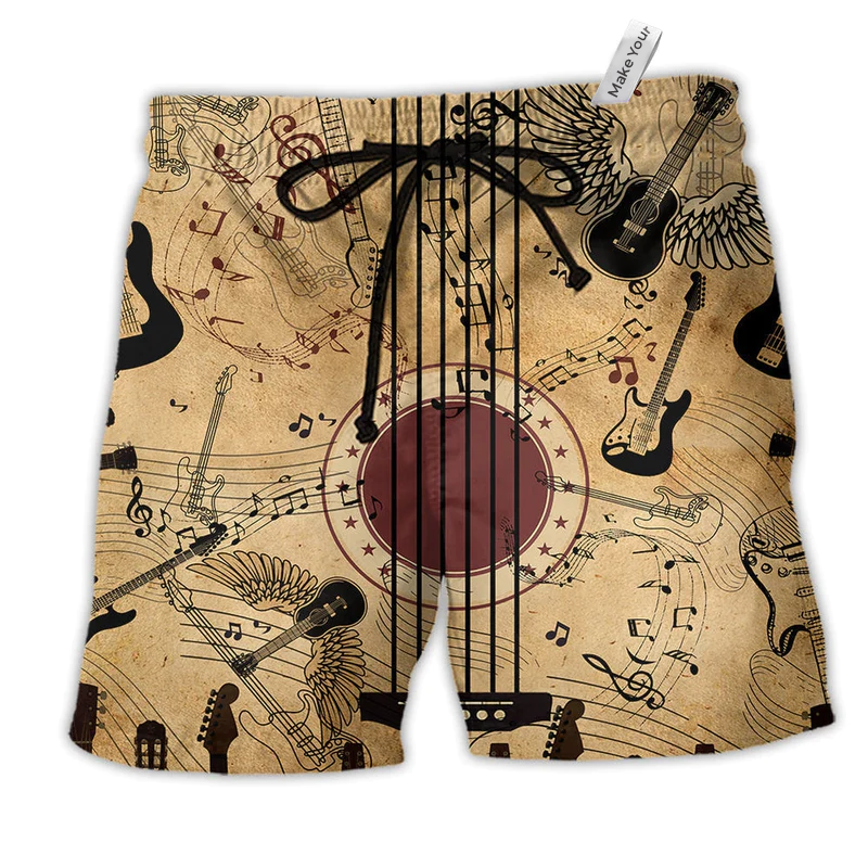 Beach Short / Adults / S Music Amazing Guitar Vintage - Beach Short Reefox - Owls Matrix LTD