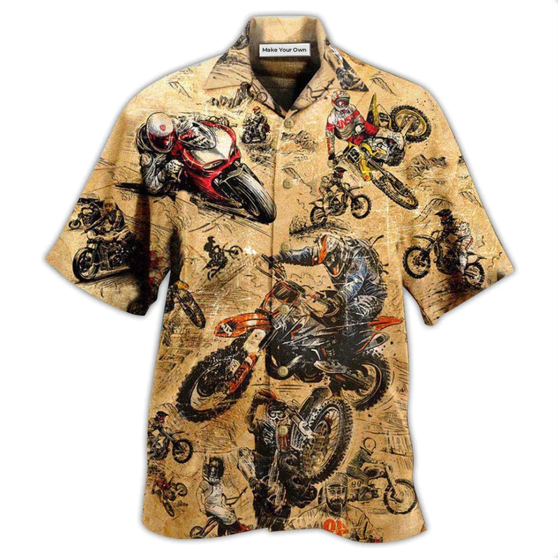 Hawaiian Shirt / Adults / S Motorcycle Racing Retro Vintage - Hawaiian Shirt - Reefox