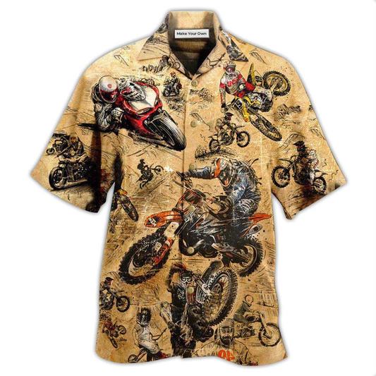 Hawaiian Shirt / Adults / S Motorcycle Racing Retro Vintage - Hawaiian Shirt - Reefox