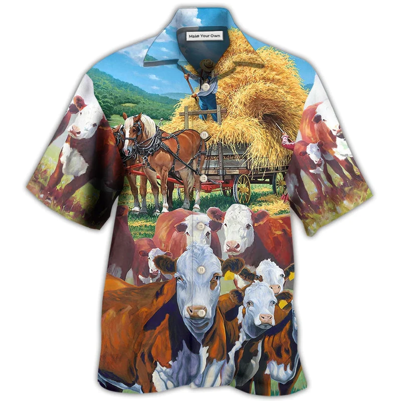 Hawaiian Shirt / Adults / S Cow Peaceful Life Hereford Cow - Hawaiian Shirt - Reefox
