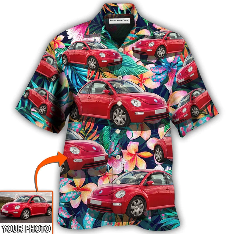 Hawaiian Shirt / Adults / S Car Beetle Car Luxury Tropical Flower Custom Photo - Hawaiian Shirt - Reefox
