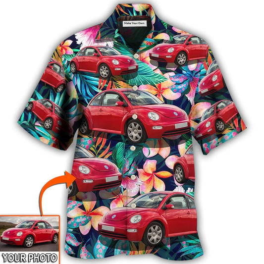 Hawaiian Shirt / Adults / S Car Beetle Car Luxury Tropical Flower Custom Photo - Hawaiian Shirt - Reefox