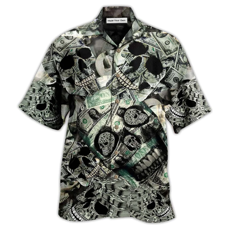 Hawaiian Shirt / Adults / S Skull Love Money - Hawaiian Shirt - Reefox