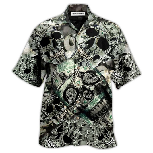 Hawaiian Shirt / Adults / S Skull Love Money - Hawaiian Shirt - Reefox