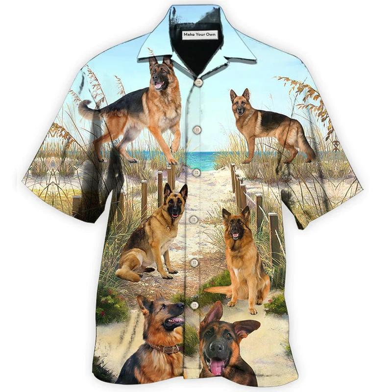 Hawaiian Shirt / Adults / S German Shepherd Best Friends For Life In Sand - Hawaiian Shirt - Reefox