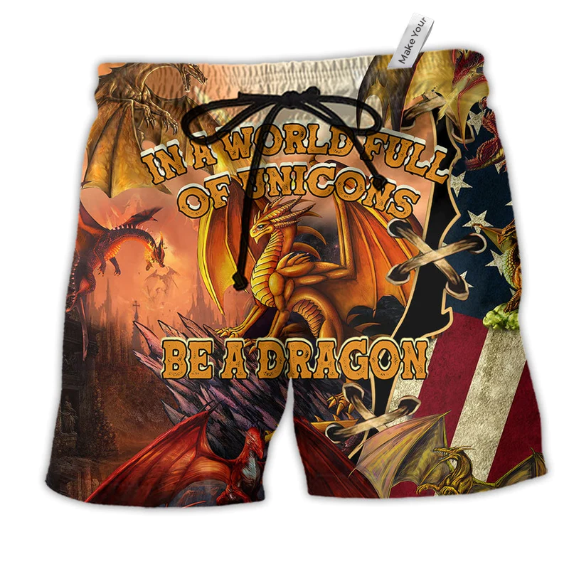 Beach Short / Adults / S Dragon American Love Life With Hot Fire - Beach Short Reefox - Owls Matrix LTD