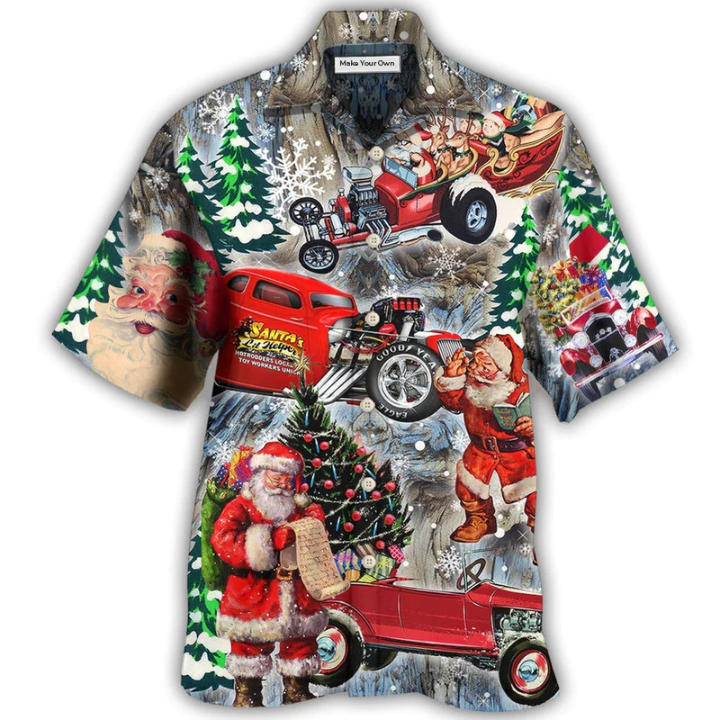 Hawaiian Shirt / Adults / S Hot Rod Merry Christmas Funny - Hawaiian Shirt - Reefox