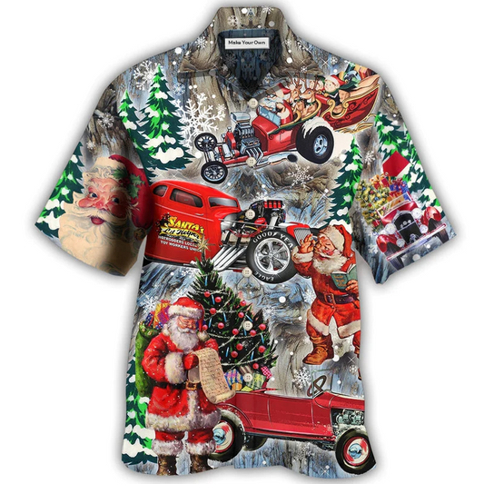 Hawaiian Shirt / Adults / S Hot Rod Merry Christmas Funny - Hawaiian Shirt - Reefox