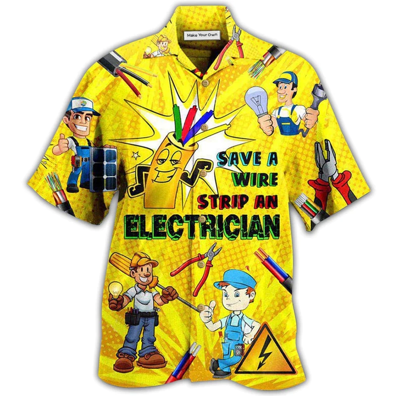 Hawaiian Shirt / Adults / S Electrician Save A Wire Stip An Electrician - Hawaiian Shirt - Reefox