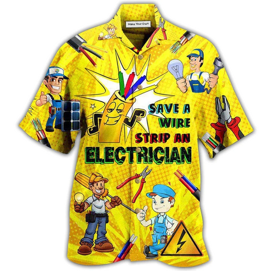 Hawaiian Shirt / Adults / S Electrician Save A Wire Stip An Electrician - Hawaiian Shirt - Reefox