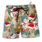 Beach Short / Adults / S Golden Retriever Merry Christmas Snowman - Beach Short Reefox - Owls Matrix LTD