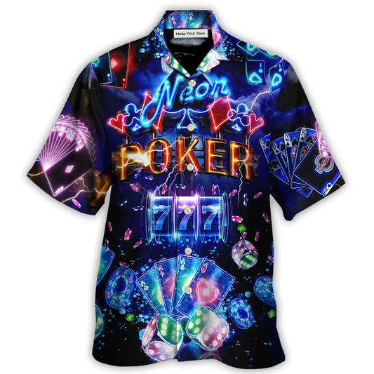 Poker Neon Casino Slot Machine With Jackpot - Hawaiian Shirt - Reefox