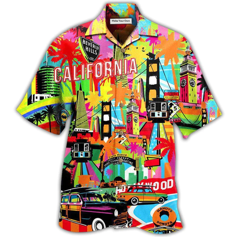 Hawaiian Shirt / Adults / S California Where Its Summer Time Colorful - Hawaiian Shirt - Reefox