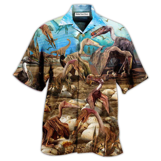 Hawaiian Shirt / Adults / S Dinosaur Born To Be King Of Sky Freedom - Hawaiian Shirt - Reefox