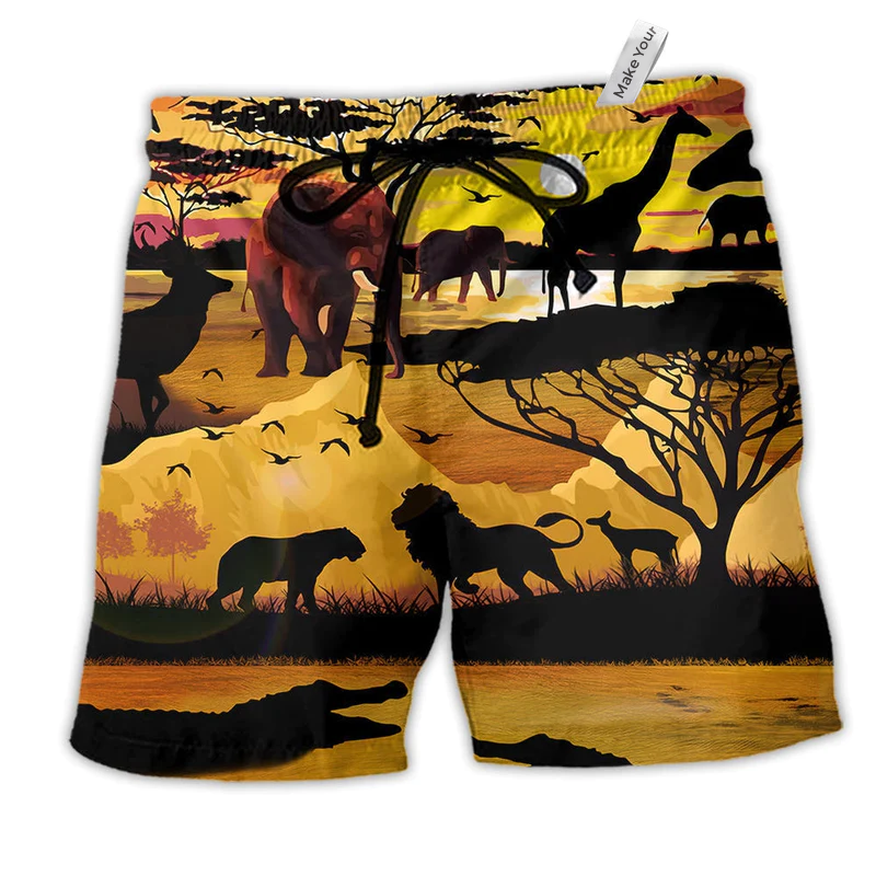 Beach Short / Adults / S Animal Safari Where Life Begins - Beach Short Reefox - Owls Matrix LTD