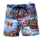 Beach Short / Adults / S Christmas Santa And Train Happiness - Beach Short Reefox - Owls Matrix LTD