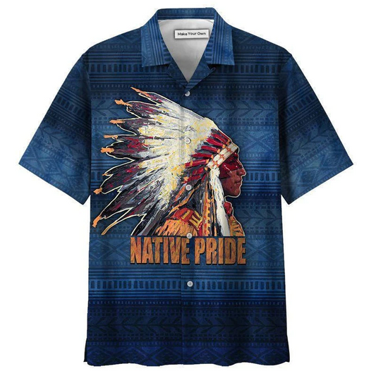 Hawaiian Shirt / Adults / S Native Style Love Peace Blue - Hawaiian Shirt - Reefox
