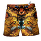 Beach Short / Adults / S Cat Cool Flaming Cat - Beach Short Reefox - Owls Matrix LTD