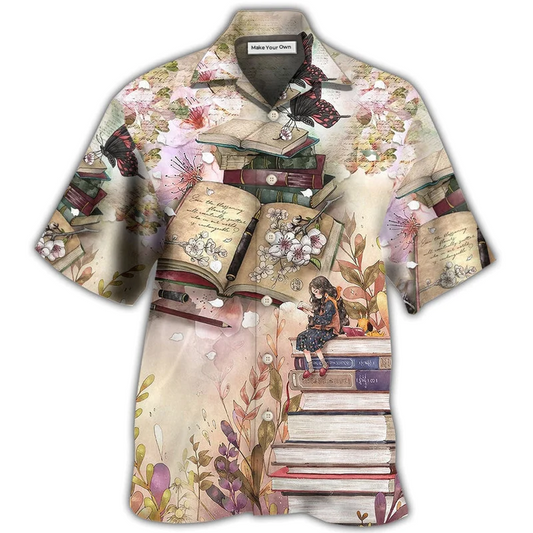 Hawaiian Shirt / Adults / S Book Reading Book Vintage Butterfly - Hawaiian Shirt - Reefox