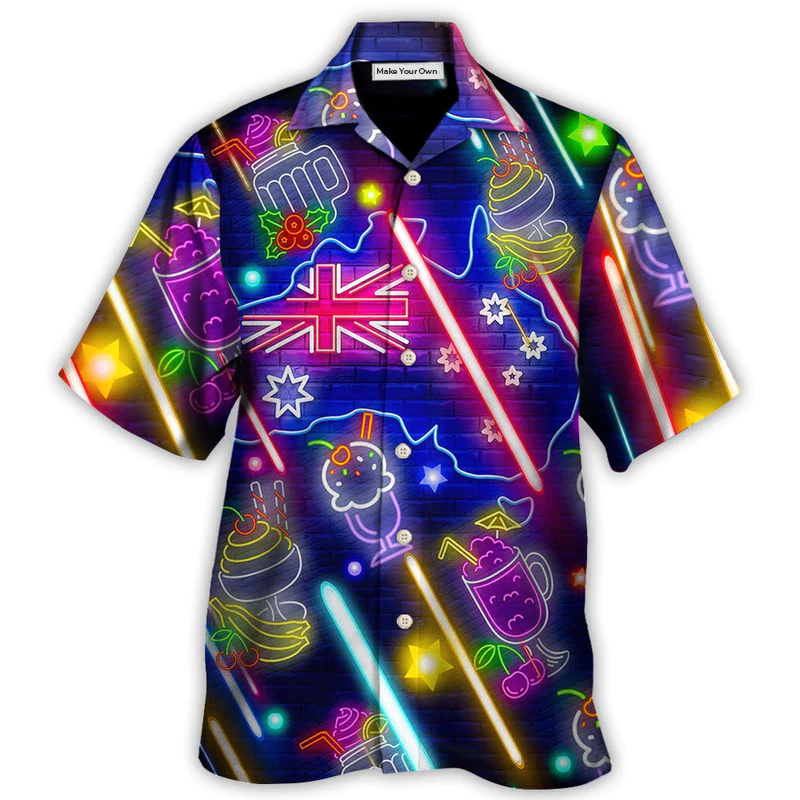 Cocktail Happy Party Bar Pavlova Cocktail Neon Style - Hawaiian Shirt - Reefox