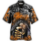 Hawaiian Shirt / Adults / S Skull Dark Drinking Orange Smoke Lighting - Hawaiian Shirt - Reefox