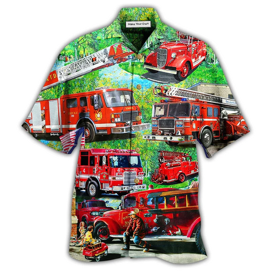 Hawaiian Shirt / Adults / S Firefighter Brave Just Like My Daddy - Hawaiian Shirt - Reefox