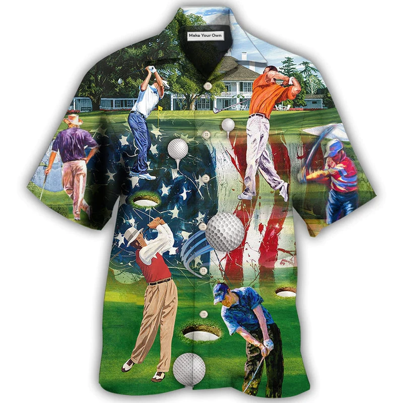 Hawaiian Shirt / Adults / S Golf Independence Day American Flag - Hawaiian Shirt - Reefox