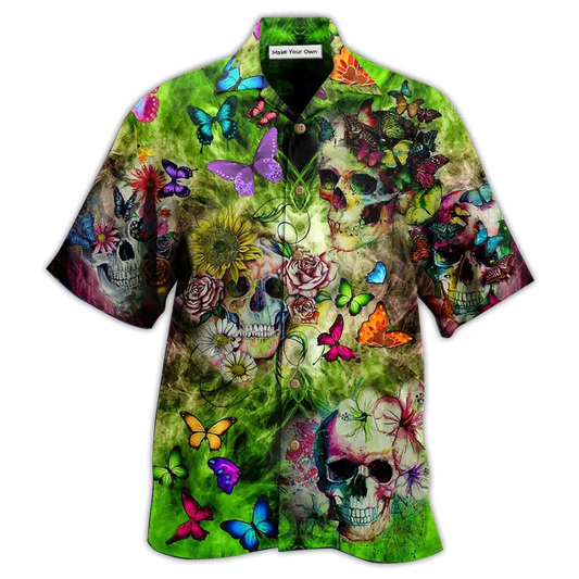 Skull Love Butterfly - Hawaiian Shirt - Reefox