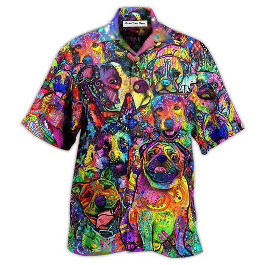 Hawaiian Shirt / Adults / S Dogs Be The Person Your Dog Thinks You Are Colorful Painting - Hawaiian Shirt - Reefox