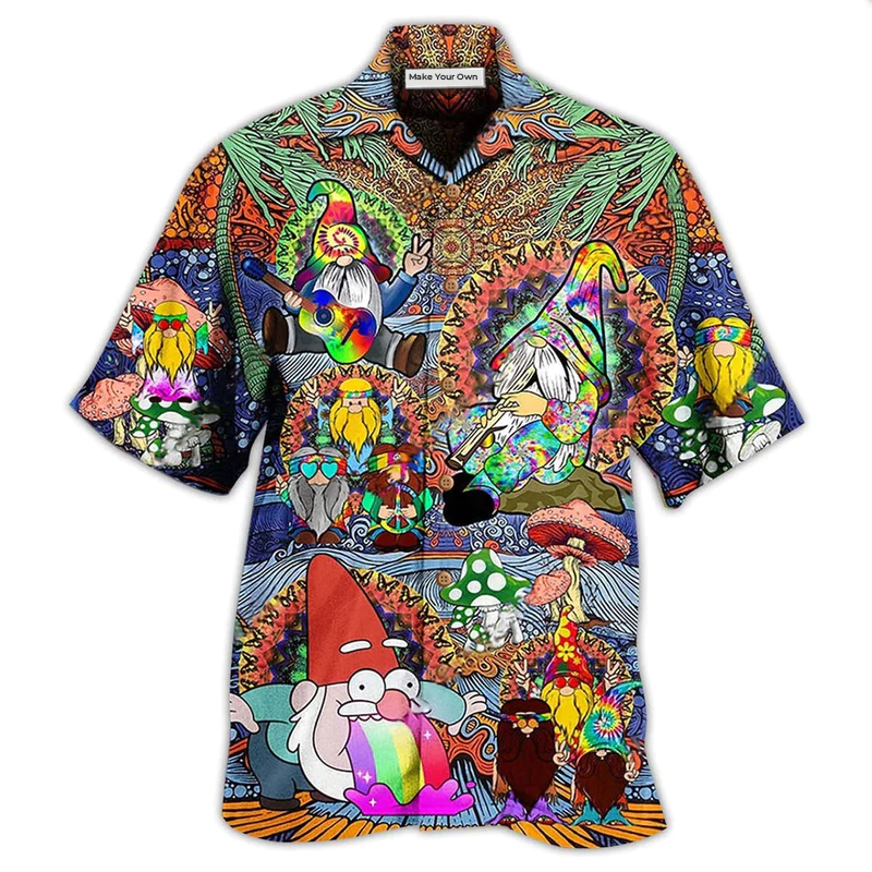 Hawaiian Shirt / Adults / S Hippie Gnome Peace Life Color - Hawaiian Shirt - Reefox
