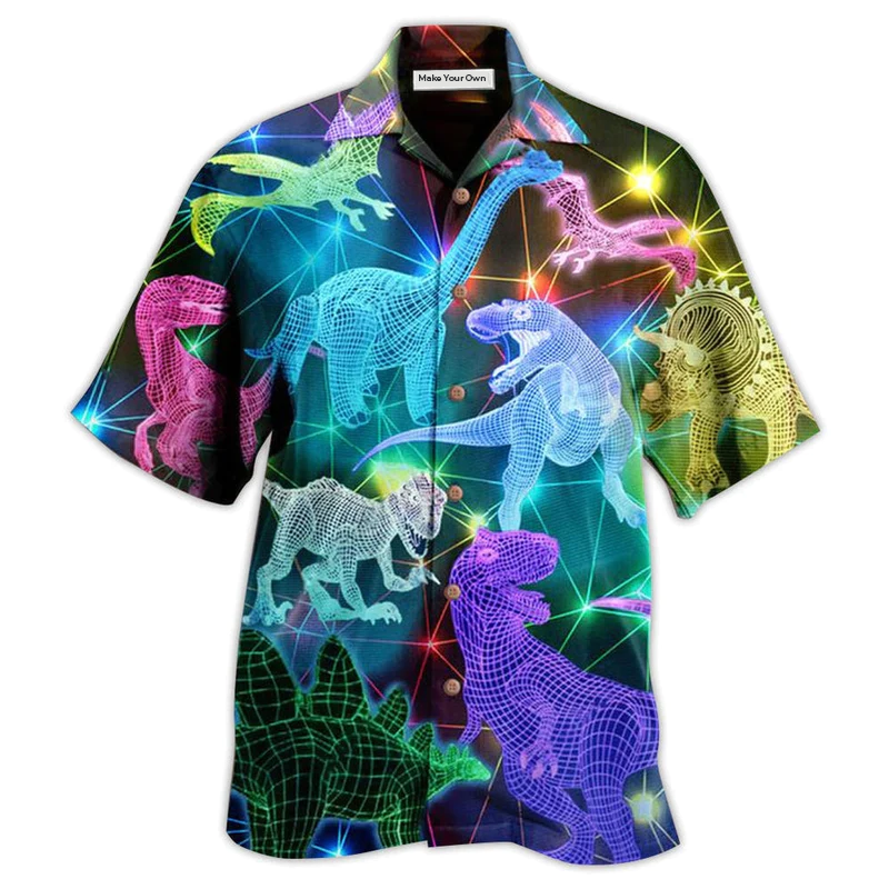 Hawaiian Shirt / Adults / S Dinosaur Fullcolor Neon Cool - Hawaiian Shirt - Reefox