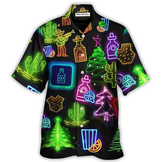 Hawaiian Shirt / Adults / S Wine Tequila Christmas Neon Art Drinking - Hawaiian Shirt - Reefox