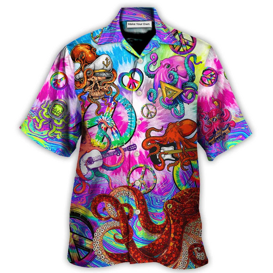 Hawaiian Shirt / Adults / S Hippie Funny Octopus Colorful Happy Tie Dye Art Style - Hawaiian Shirt - Reefox