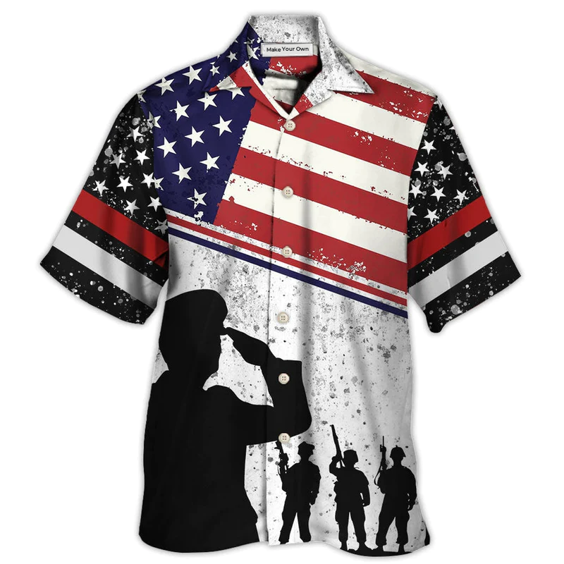 Hawaiian Shirt / Adults / S Veteran I Am A Dad Grandpa And A Veteran With Usa Flag - Hawaiian Shirt - Reefox