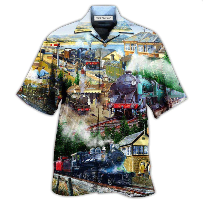 Hawaiian Shirt / Adults / S Train Life Is The Train Not The Station - Hawaiian Shirt - Reefox
