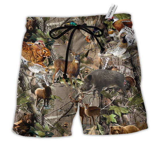 Beach Short / Adults / S Hunting Love Animals Style - Beach Short Reefox - Owls Matrix LTD
